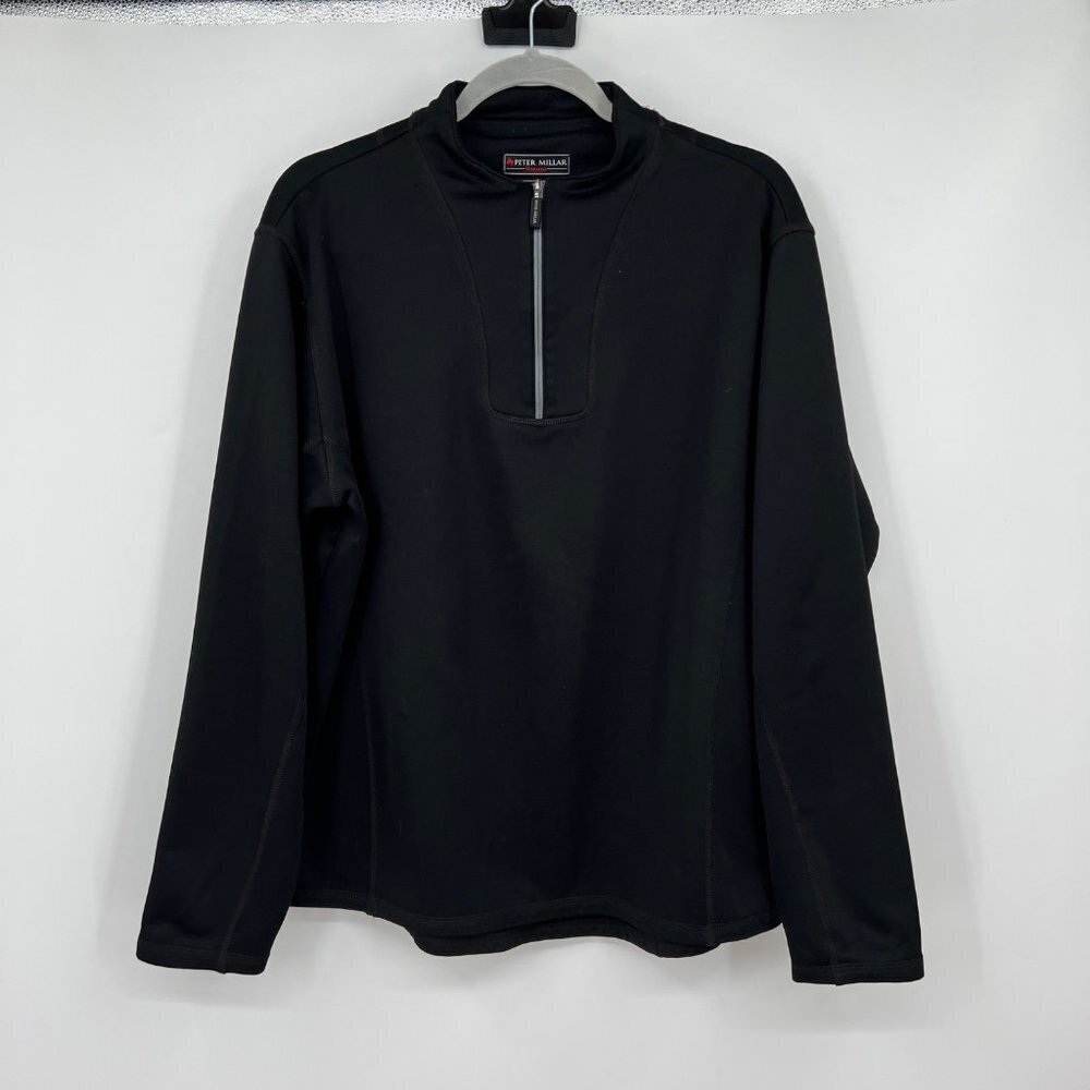 PETER MILLAR WARMTH Black Long Sleeve 1/4 Zip Pullover Sweater Men's Size medium